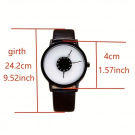 Stylish Round Pointer Quartz Watch - Innovative Analog Display with Durable PU Leather Strap - Perfect Unisex Gift for Women, Men, Teens & Students - Everyday Fashion Accessory