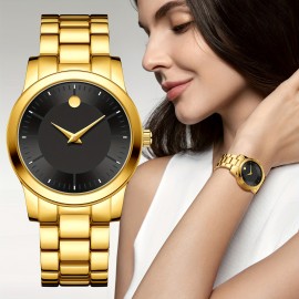 Elegant Golden-Tone Women's Quartz Watch -, Durable & Classic Design With Adjustable Band - Perfect Gift For Her