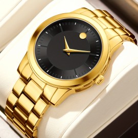 Elegant Golden-Tone Women's Quartz Watch -, Durable & Classic Design With Adjustable Band - Perfect Gift For Her