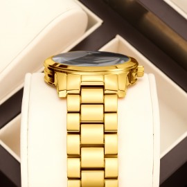 Elegant Golden-Tone Women's Quartz Watch -, Durable & Classic Design With Adjustable Band - Perfect Gift For Her