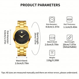 Elegant Golden-Tone Women's Quartz Watch -, Durable & Classic Design With Adjustable Band - Perfect Gift For Her