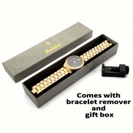 Elegant Golden-Tone Women's Quartz Watch -, Durable & Classic Design With Adjustable Band - Perfect Gift For Her