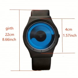 Chic & Elegant Unisex Quartz Watch: Stylish Tai Chi Design, Durable PU Leather Strap - Perfect Gift for Everyone