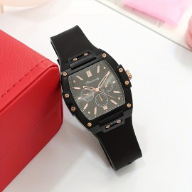 Candy Color Tonneau Pointer Quartz Watch - Stylish Analog Display for Women & Men - Durable Silicone Strap