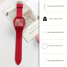 Candy Color Tonneau Pointer Quartz Watch - Stylish Analog Display for Women & Men - Durable Silicone Strap