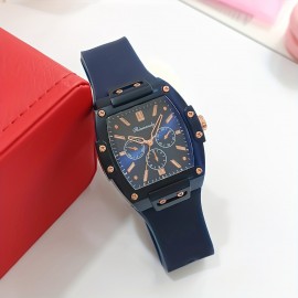 Candy Color Tonneau Pointer Quartz Watch - Stylish Analog Display for Women & Men - Durable Silicone Strap