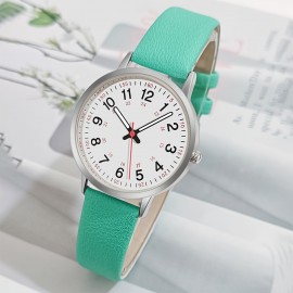 Luminous Round Face Quartz Watch - PU Leather Strap, Water Resistant, Casual Fashion Timepiece for Daily Use - Stylish and Affordable Womens Wrist Watch