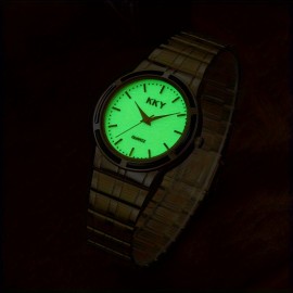 KKY's New Round Analog Quartz Watch Business Fashion Men's Watch Stainless Steel Band Watches