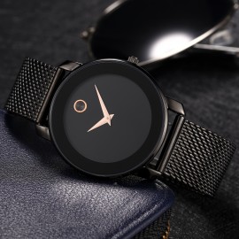 Elegant Ultra-Slim Quartz Watch for Women - Stainless Steel Strap, Alloy Pointer, Water-Resistant, Mesh Band Design, Gift-Ready Package with Luxurious Feel