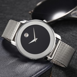 Stylish Men's Quartz Watch - Ultra-Thin Stainless Steel Business Leisure Analog Wrist Watch with Minimalist Design for Formal Occasions - Water Resistant and Durable