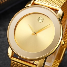 Stylish Men's Quartz Watch - Ultra-Thin Stainless Steel Business Leisure Analog Wrist Watch with Minimalist Design for Formal Occasions - Water Resistant and Durable