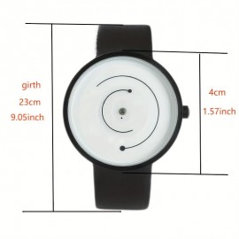 Chic Minimalist Round Pointer Quartz Watch - Stylish Dial, Precise Timekeeping, Trendy Leather Band - Unisex Design for Women & Men