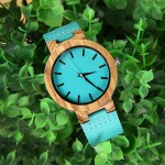 Vintage Chic Timepiece - Natural Wood Face, Casual Round Pointer Quartz Movement, Genuine Leather Strap, Analog Display, Water Resistant, Fashionable Accessory for Women