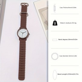 Vibrant Macaroon Quartz Timepiece - Round Analog Watch with Casual Pointer, Soft Silicone Strap, Fashionable Design for Daily Use, Perfect for Women