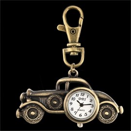 Vintage Pocket Watch Key Chain - Quartz Movement, Creative Bronze Design, Novelty Keychain, Nurse Watch, Bag Accessory, Classic Car Shaped Pendant, Unique Gift Idea