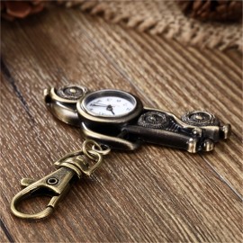 Vintage Pocket Watch Key Chain - Quartz Movement, Creative Bronze Design, Novelty Keychain, Nurse Watch, Bag Accessory, Classic Car Shaped Pendant, Unique Gift Idea