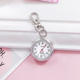 Stylish Quartz Pocket Watch Keychain - Simple Round Design, Nurse Watch, Alloy Pointer, Hanging Watch, Casual Accessory for Men and Women