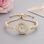 Shimmering Luxury Rhinestone Quartz Watch - Fashionable Iridescent Dial - Adjustable Bracelet Wristwatch for Casual Glamour