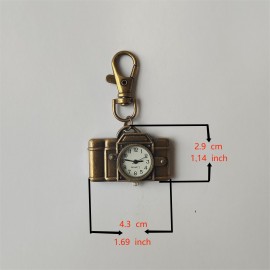 Vintage-Inspired Camera Shaped Pocket Watch - Quartz Movement, Bronze Plated, Creative Key Chain, Trendy Pendant, Stylish Bag Accessory, Novelty Gift Idea, Unique Collectible Item