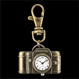 Vintage-Inspired Camera Shaped Pocket Watch - Quartz Movement, Bronze Plated, Creative Key Chain, Trendy Pendant, Stylish Bag Accessory, Novelty Gift Idea, Unique Collectible Item