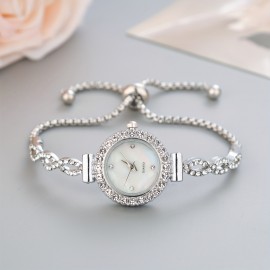 Elegant Quartz Women's Watch with Crystals – Chic Analog Bracelet, Casual Style & Iridescent Dial