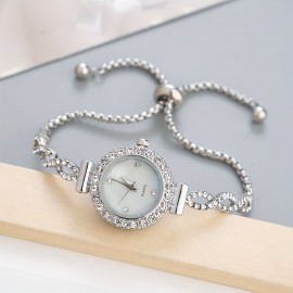 Elegant Quartz Women's Watch with Crystals – Chic Analog Bracelet, Casual Style & Iridescent Dial