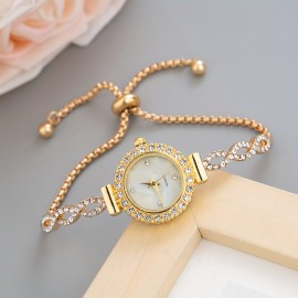 Elegant Quartz Women's Watch with Crystals – Chic Analog Bracelet, Casual Style & Iridescent Dial