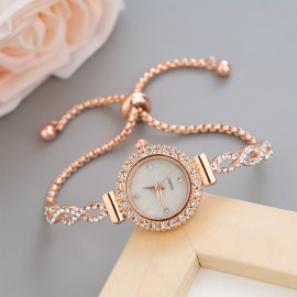 Elegant Quartz Women's Watch with Crystals – Chic Analog Bracelet, Casual Style & Iridescent Dial