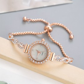 Elegant Quartz Women's Watch with Crystals – Chic Analog Bracelet, Casual Style & Iridescent Dial