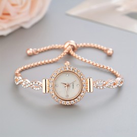 Elegant Quartz Women's Watch with Crystals – Chic Analog Bracelet, Casual Style & Iridescent Dial