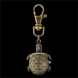 Unique Turtle-Shaped Vintage Bronze Pocket Watch Keychain - Quartz Movement, Flip Car Keychain Pendant, Novelty Bag Accessories, Cute Collectible Gift