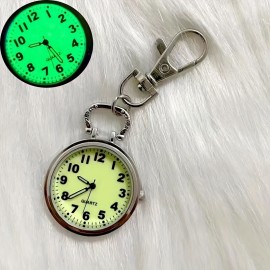 Radiant Luminous Quartz Pocket Watch - Versatile Nurse Watch & Brooch for Women, Men, and Students - Retro Style with Clip-On Fob