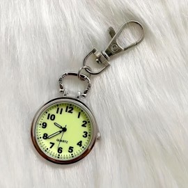 Radiant Luminous Quartz Pocket Watch - Versatile Nurse Watch & Brooch for Women, Men, and Students - Retro Style with Clip-On Fob