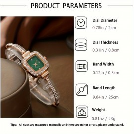 Glamorous Square Alloy Bracelet Watch, Quartz Movement, Elegant Pointer Display, Fashionable And Versatile Design