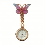 Butterfly Decor Quartz Watch Brooch For Nurses Doctors Students, Cute Lapel Clip On Fob Watch With Pin/Clip