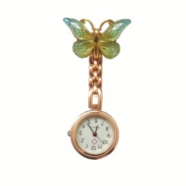 Butterfly Decor Quartz Watch Brooch For Nurses Doctors Students, Cute Lapel Clip On Fob Watch With Pin/Clip