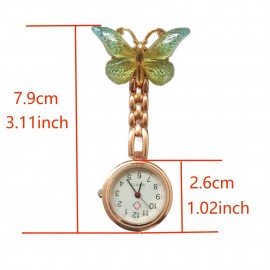 Butterfly Decor Quartz Watch Brooch For Nurses Doctors Students, Cute Lapel Clip On Fob Watch With Pin/Clip