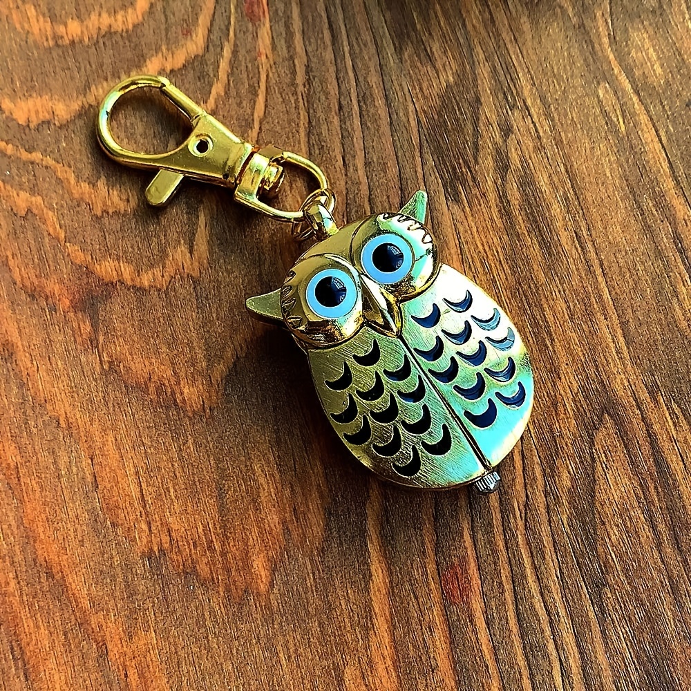 Colorful Cute Owl Pocket Watch Novelty Hanging Watch Key Chain Quartz Watch Vintage Pendant Bag Accessories Birthday Gift