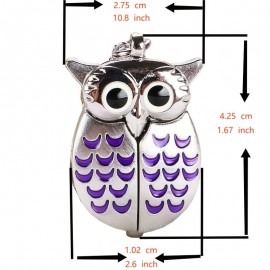 Colorful Cute Owl Pocket Watch Novelty Hanging Watch Key Chain Quartz Watch Vintage Pendant Bag Accessories Birthday Gift