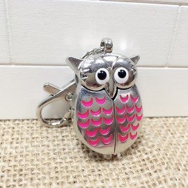 Colorful Cute Owl Pocket Watch Novelty Hanging Watch Key Chain Quartz Watch Vintage Pendant Bag Accessories Birthday Gift