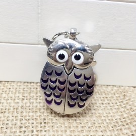 Colorful Cute Owl Pocket Watch Novelty Hanging Watch Key Chain Quartz Watch Vintage Pendant Bag Accessories Birthday Gift