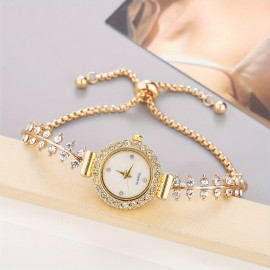 Women's Round Rhinestone Quartz Watches Zinc Alloy Adjustable Strap Zinc Alloy Pointer Zinc Alloy Case, Glamorous Style For Dresses And Everyday Wear