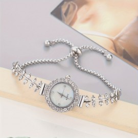 Women's Round Rhinestone Quartz Watches Zinc Alloy Adjustable Strap Zinc Alloy Pointer Zinc Alloy Case, Glamorous Style For Dresses And Everyday Wear