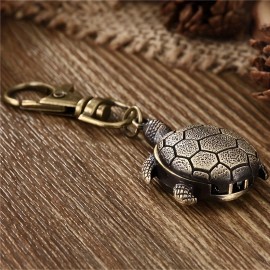 Vintage-Inspired Tortoise Shell Pocket Watch - Classic Flip Quartz Timepiece with Stylish Hanging Chain and Pendant Keychain Accessories - Unique Gift Idea for Men and Women