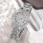 6pcs Women Luxury Rhinestone Quartz Watch Hiphop Fashion Casual Analog Watches Jewelry Set Simple Ideal Choice For Gifts Gifts For Eid