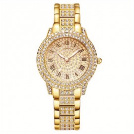 6pcs Women Luxury Rhinestone Quartz Watch Hiphop Fashion Casual Analog Watches Jewelry Set Simple Ideal Choice For Gifts Gifts For Eid