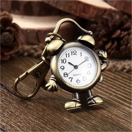 Vintage Bronze Human Shape Pocket Watch - Quartz Movement, Keychain Pendant, Bag Accessory, Creative Gift for Nurses - Unique Novelty Timepiece with Keychain Ring and Chain