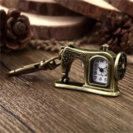 Vintage Bronze Sewing Machine Shaped Pocket Watch Keychain - Quartz Movement, Novelty Design, Creative Gift for Nurses, Bag Accessories, Pendant, Car Keychain, Unique Present