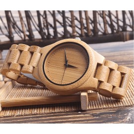 Bamboo Wooden Quartz Watch - Stylish Casual Sports Timepiece with Glowing Night Luminous Pointer - Perfect Gift Idea for Men on Special Occasions