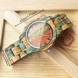 1pc Simple Men's Wooden Quartz Watch